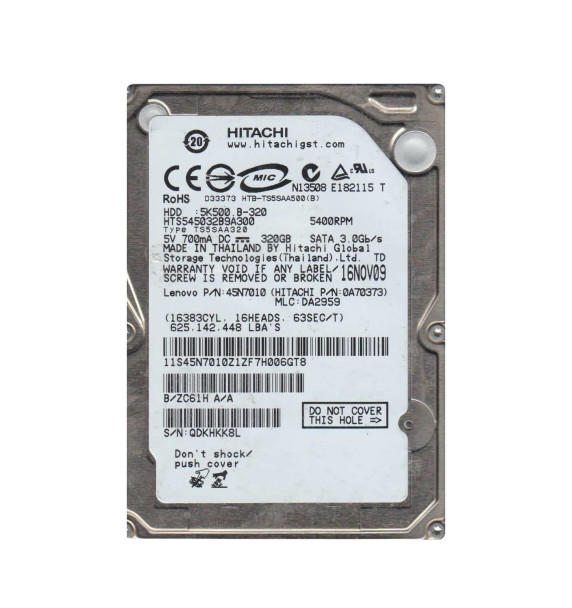 0A70373 - Hitachi Travelstar 5K500.B Series 320GB 5400RPM SATA 3Gb/s 8MB Cache 2.5-inch Hard Drive