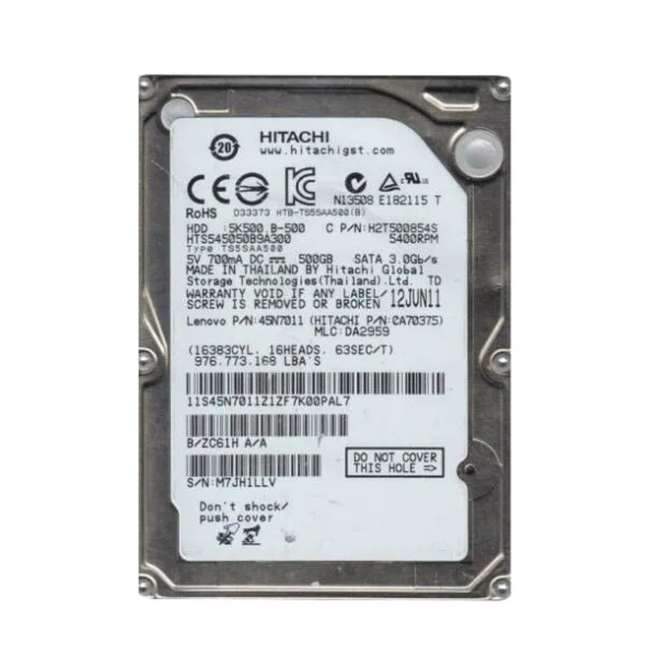 0A70375 - Hitachi Travelstar 5K500.B Series 500GB 5400RPM SATA 3Gb/s 8MB Cache 2.5-inch Hard Drive