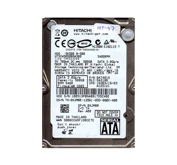 HTS545050B9A300 - Hitachi Travelstar 5K500.B Series 500GB 5400RPM SATA 3Gb/s 8MB Cache 2.5-inch Hard Drive