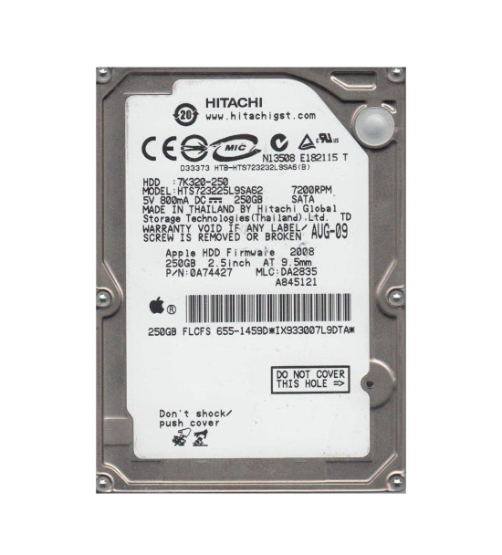 HTS723225L9SA62 - Hitachi Travelstar 7K320 Series 250GB 7200RPM SATA 1.5Gb/s 16MB Cache (512) 2.5-inch Hard Drive