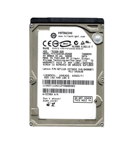 HTS723232L9SA60 - Hitachi Travelstar 7K320 Series 320GB 7200RPM SATA 1.5Gb/s 16MB Cache (512) 2.5-inch Hard Drive