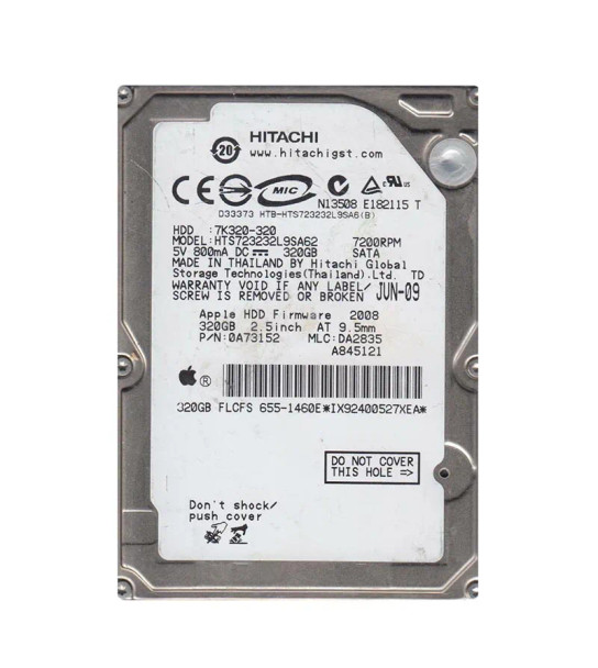 HTS723232L9SA62 - Hitachi Travelstar 7K320 Series 320GB 7200RPM SATA 3Gb/s 16MB Cache (512) 2.5-inch Hard Drive