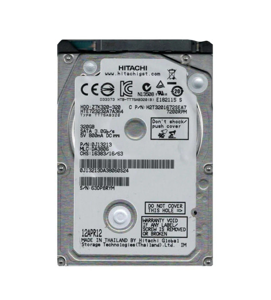 H2T3201672SEA7 - Hitachi Travelstar Z7K320 Series 320GB 7200RPM SATA 3Gb/s 16MB Cache 2.5-inch Hard Drive