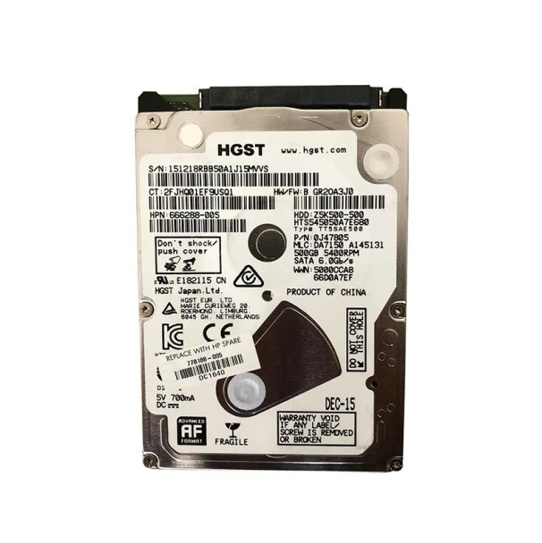 666288-005 - HP 500GB 5400RPM SATA 6Gb/s 8MB Cache 2.5-inch Hard Drive