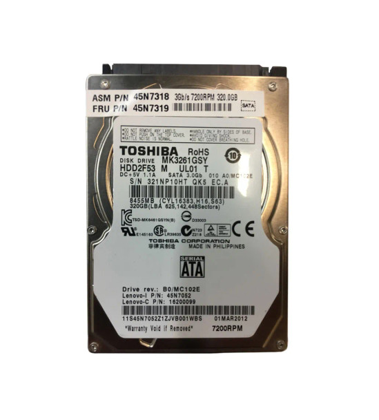 45N7319 - IBM 320GB 7200RPM SATA 3Gb/s 16MB Cache 2.5-inch Hard Drive