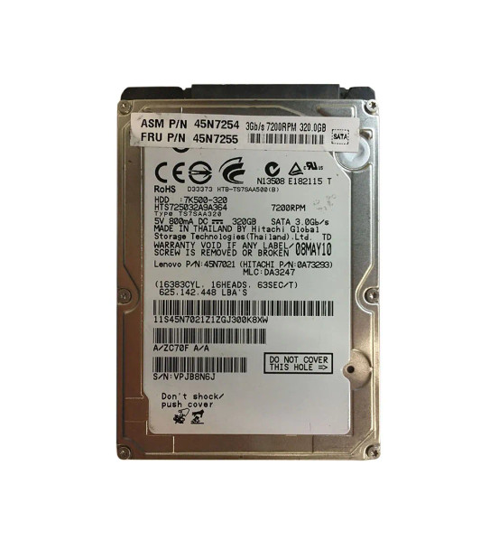 45N7021 - IBM 320GB 7200RPM SATA 3Gb/s 16MB Cache 2.5-inch Hard Drive