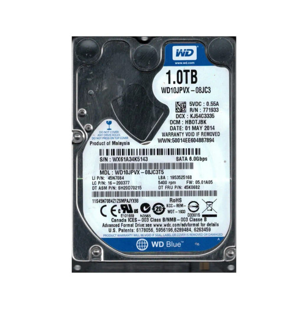 45K0682 - Lenovo 1TB 5400RPM SATA 6Gb/s 8MB Cache 2.5-inch Hard Drive