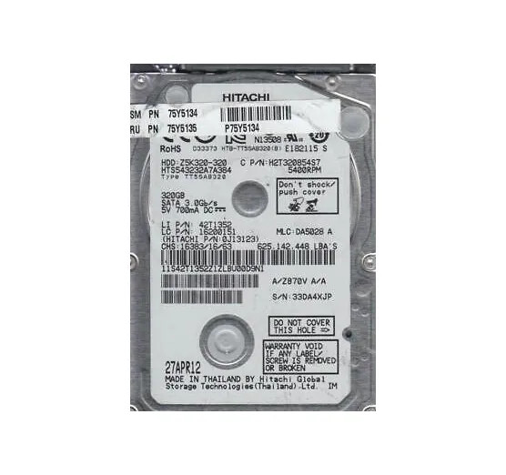 75Y5135 - Lenovo 320GB 5400RPM SATA 2.5-inch Hard Drive for ThinkPad L412 / L512