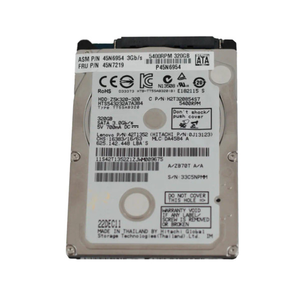 45N6954 - Lenovo 320GB 5400RPM SATA 3Gb/s 2.5-inch Hard Drive