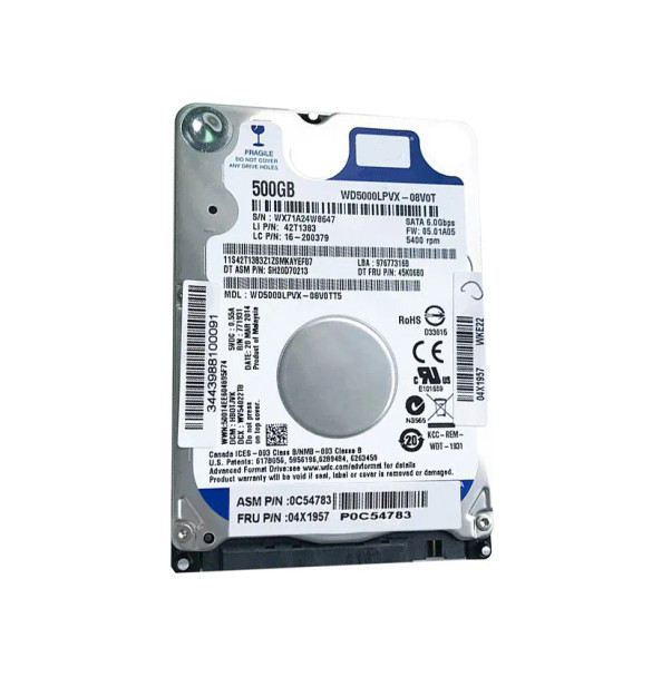 04X1957 - Lenovo 500GB 5400RPM SATA 6Gb/s 8MB Cache 2.5-inch Hard Drive