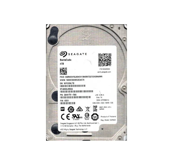 2AN17V-566 - Seagate BarraCuda Compute 4TB 5400RPM SATA 6Gb/s 128MB Cache 2.5-inch Hard Drive