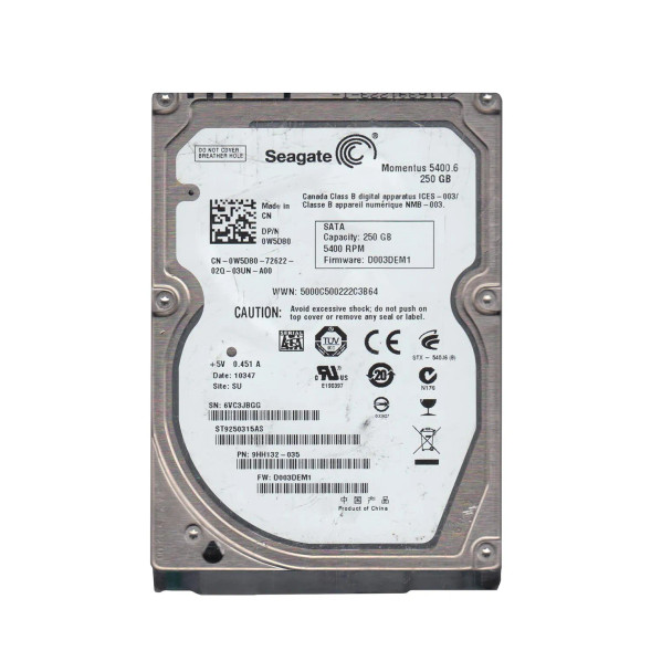 9HH132-035 - Seagate Momentus 5400.6 250GB 5400RPM SATA 3Gb/s 8MB Cache 2.5-inch Hard Drive