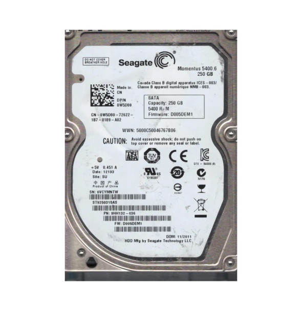9HH132-036 - Seagate Momentus 5400.6 250GB 5400RPM SATA 3Gb/s 8MB Cache 2.5-inch Hard Drive