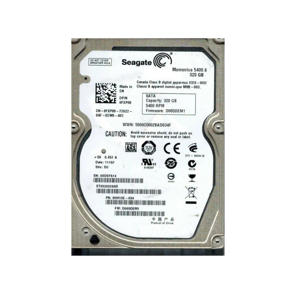 9HH13E-036 - Seagate Momentus 5400.6 320GB 5400RPM SATA 3Gb/s 8MB Cache 2.5-inch Hard Drive