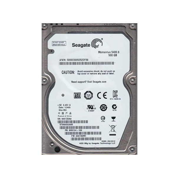 9HH134-189 - Seagate Momentus 5400.6 500GB 5400RPM 8MB Cache SATA 3Gb/s 2.5-inch Hard Drive