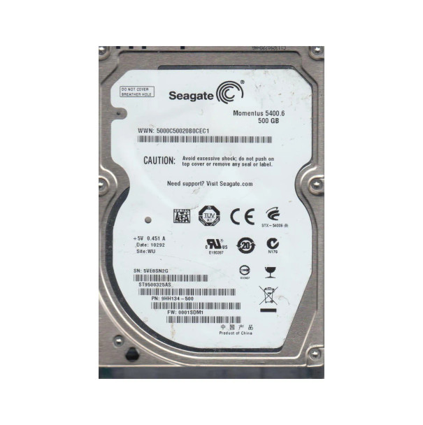9HH134-500 - Seagate Momentus 5400.6 500GB 5400RPM SATA 3Gb/s 8MB Cache 2.5-inch Hard Drive