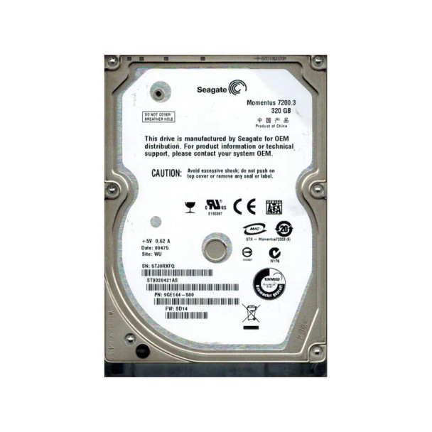 9GE144-500 - Seagate Momentus 7200.3 320GB 7200RPM 16MB Cache SATA 3Gb/s 2.5-inch Hard Drive