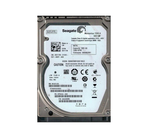 9PSG44-033 - Seagate Momentus 7200.4 500GB 7200RPM SATA 3Gb/s 16MB Cache 2.5-inch Hard Drive