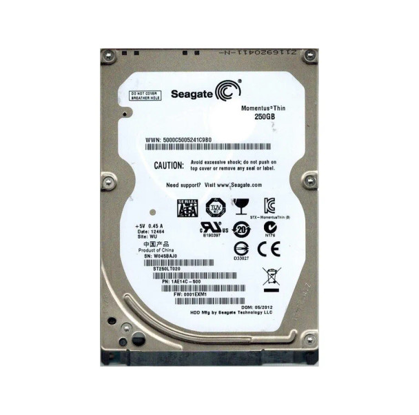 1AE14C-500 - Seagate Momentus Thin 250GB 5400RPM SATA 3Gb/s 16MB Cache 2.5-inch Hard Drive