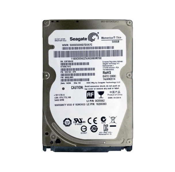 ST500LT012 - Seagate Momentus Thin 500GB 5400RPM 16MB Cache SATA 3Gb/s 2.5-inch Hard Drive