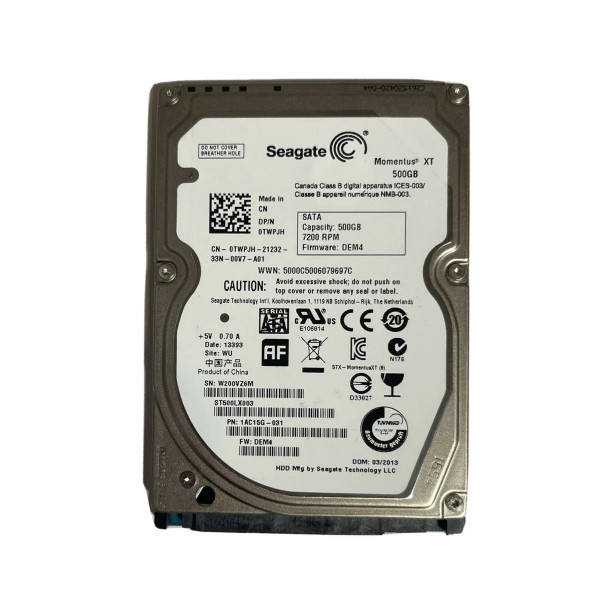 1AC15G-031 - Seagate Momentus XT 500GB 7200RPM SATA 6Gb/s 32MB Cache 2.5-inch Hard Drive