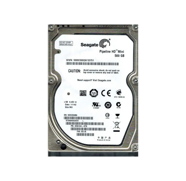 ST9500323CS - Seagate Pipeline HD Mini 500GB 5400RPM 8MB Cache SATA 3Gb/s 2.5-inch Hard Drive