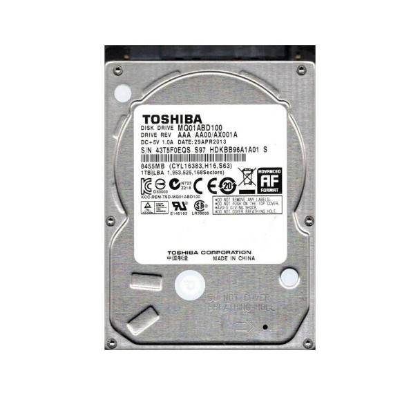 HDKBB96A1A01S - Toshiba 1TB 5400RPM SATA 3Gb/s 2.5-inch Hard Drive