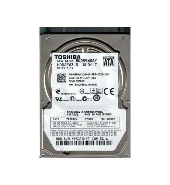 HDD2E63D - Toshiba 250GB 7200RPM SATA 3Gb/s 16MB Cache 2.5-inch Hard Drive