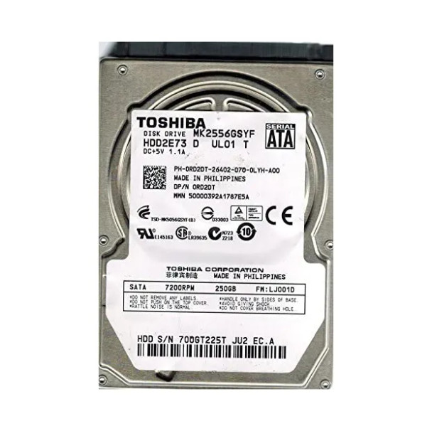 HDD2E73 - Toshiba 250GB 7200RPM SATA 3Gb/s 16MB Cache 2.5-inch Hard Drive