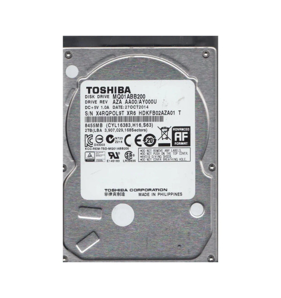 HDKFB02AZA01 - Toshiba 2TB 5400RPM SATA 3Gb/s 2.5-inch Hard Drive
