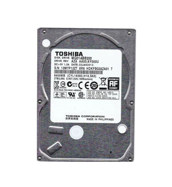MQ01ABB200 - Toshiba 2TB 5400RPM SATA 3Gb/s 8MB Cache 2.5-inch Hard Drive