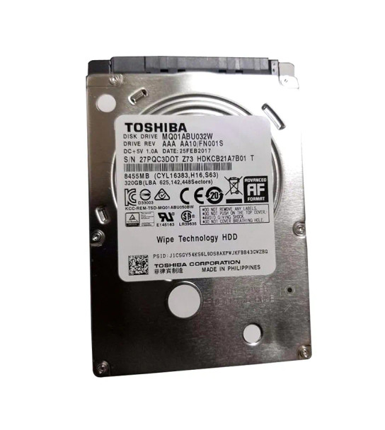 MQ01ABU032W - Toshiba 320GB 5400RPM SATA 6Gb/s 8MB Cache (512e) 2.5-inch Hard Drive