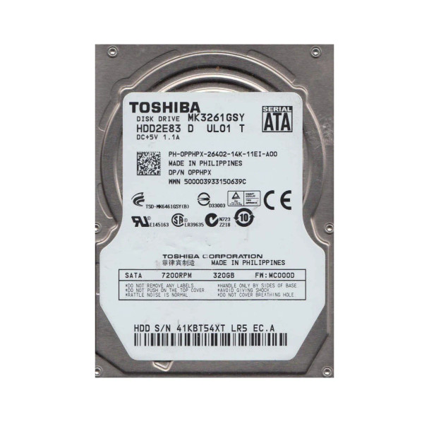 HDD2E83 - Toshiba 320GB 7200RPM SATA 3Gb/s 16MB Cache 2.5-inch Hard Drive