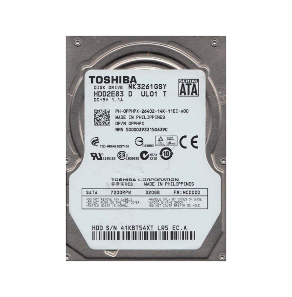 HDD2E83D - Toshiba 320GB 7200RPM SATA 3Gb/s 16MB Cache 2.5-inch Hard Drive