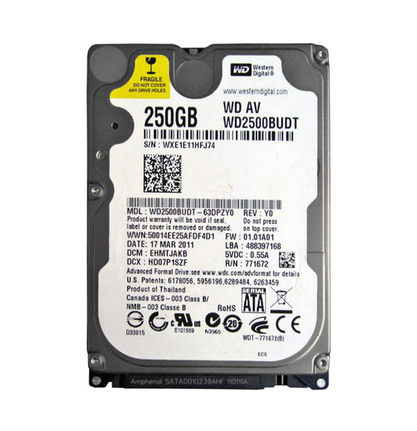 WD2500BUDT - Western Digital AV-25 250GB 5400RPM SATA 3Gb/s 32MB Cache 2.5-inch Hard Drive