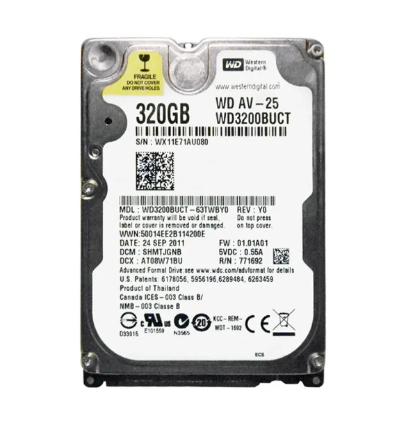 WD3200BUCT-63TWBY0 - Western Digital AV-25 320GB 5400RPM SATA 3Gb/s 16MB Cache 2.5-inch Hard Drive