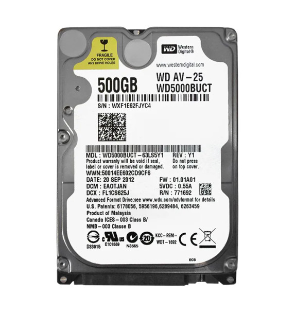WD5000BUCT-63LS5Y1 - Western Digital AV-25 500GB 5400RPM SATA 3Gb/s 16MB Cache (RoHS) 2.5-inch Hard Drive