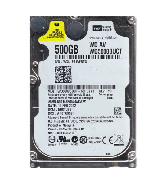 WD5000BUCT-63PUZY0 - Western Digital AV-25 500GB 5400RPM SATA 3Gb/s 16MB Cache (RoHS) 2.5-inch Hard Drive