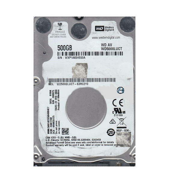 WD5000LUCT-63RC2Y0 - Western Digital AV-25 500GB 5400RPM SATA 3Gb/s 16MB Cache (RoHS) 2.5-inch Hard Drive