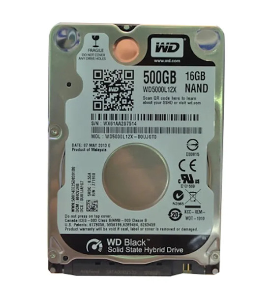 WD5000L12X - Western Digital Black 500GB 5400RPM SATA 6Gb/s 16MB Cache 16GB NAND Flash 2.5-inch Hybrid Hard Drive