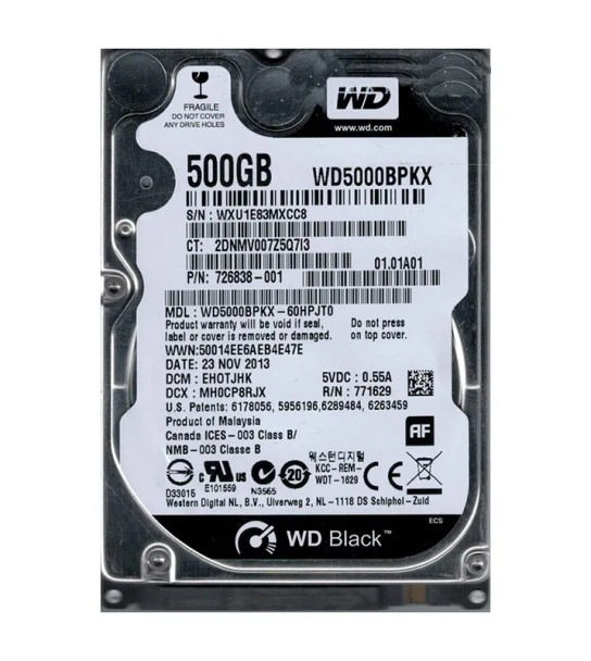 WD5000BPKX-60HPJT0 - Western Digital Black 500GB 7200RPM SATA 6Gb/s 16MB Cache 2.5-inch Hard Drive