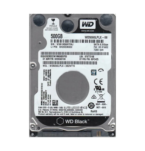 WD5000LPLX-08ZNTT0 - Western Digital Black 500GB 7200RPM SATA 6Gb/s 32MB Cache 2.5-inch Hard Drive
