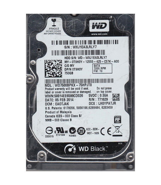WD7500BPKX-75HPJT0 - Western Digital Black 750GB 7200RPM SATA 6Gb/s 16MB Cache 2.5-inch Hard Drive