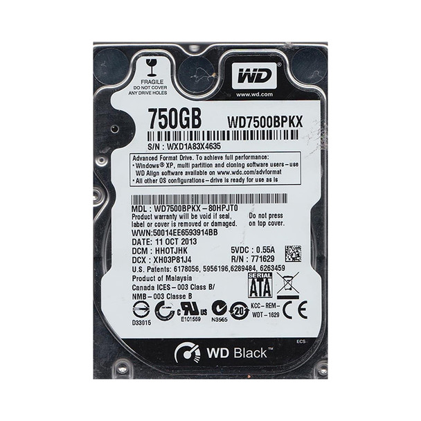 WD7500BPKX-80HPJT0 - Western Digital Black 750GB 7200RPM SATA 6Gb/s 16MB Cache 2.5-inch Hard Drive