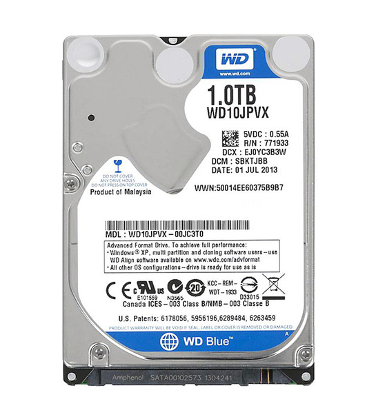 WD10JPVX-00JC3T0 - Western Digital Blue 1TB 5400RPM SATA 6Gb/s 8MB Cache 2.5-inch Hard Drive