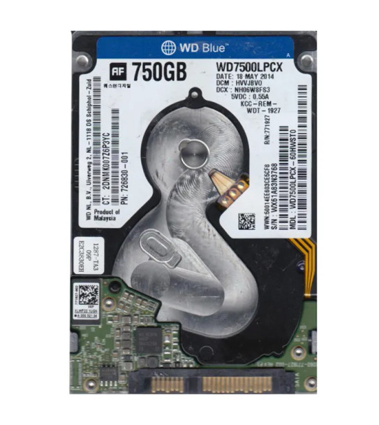WD7500LPCX-60HWST0 - Western Digital Blue 750GB 5400RPM SATA 6Gb/s 16MB Cache 2.5-inch Hard Drive