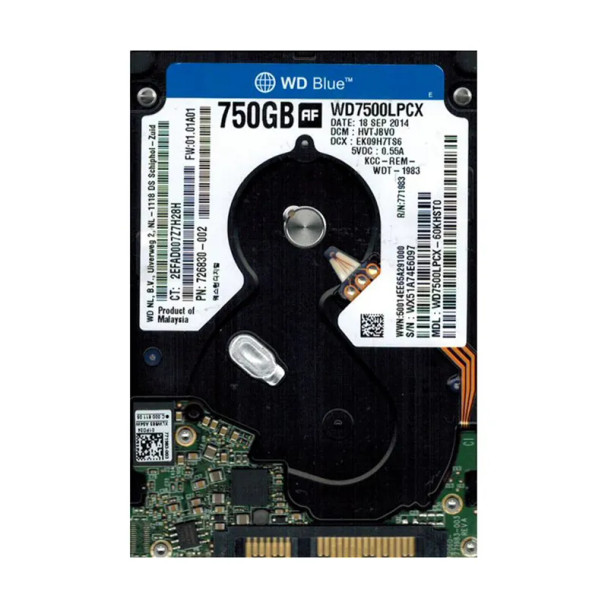 WD7500LPCX-60KHST0 - Western Digital Blue 750GB 5400RPM SATA 6Gb/s 16MB Cache 2.5-inch Hard Drive