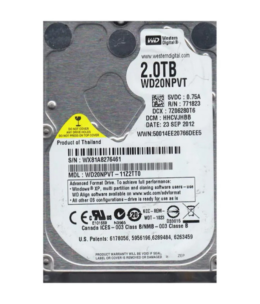 WD20NPVT-11Z2TT0 - Western Digital Green 2TB 5400RPM SATA 3Gb/s 8MB Cache 2.5-inch Hard Drive