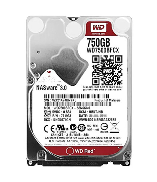 WD7500BFCX-68N6GN0 - Western Digital Red 750GB 5400RPM SATA 6Gb/s 16MB Cache 2.5-inch Hard Drive