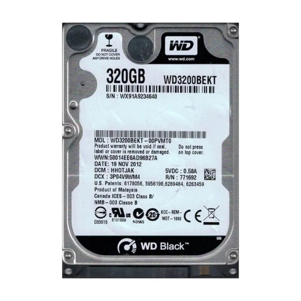 WD3200BEKT - Western Digital Scorpio Black 320GB 7200RPM SATA 3Gb/s 16MB Cache 2.5-inch Hard Drive